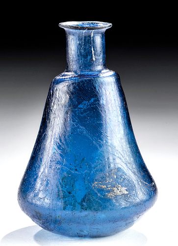 Fine Roman Glass Flask - Cobalt Blue Hue