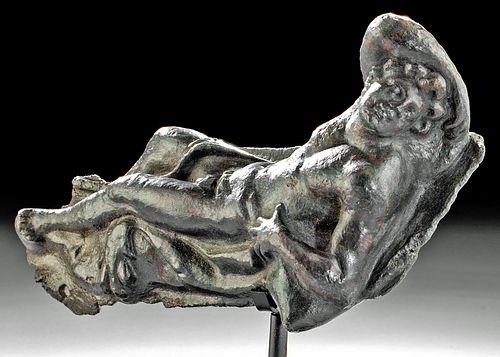 Published Roman Bronze Applique - Reclining Bacchus