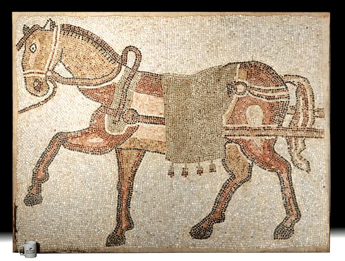 Enormous Roman Mosaic of a Striding Horse