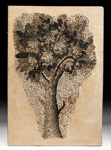 Roman Stone Mosaic of a Verdant Tree