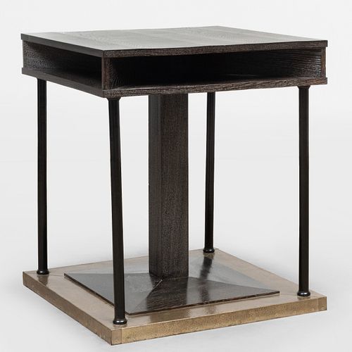Josef Hoffmann Planished Brass-Mounted Limed Oak Office Table