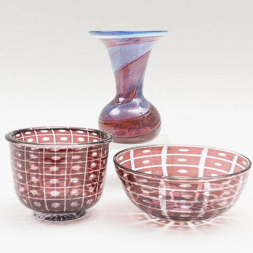 Three Internally Decorated Glass Vessels