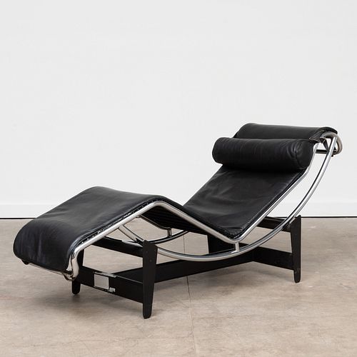 Le Corbusier Chrome and Leather 'LC4' Lounge Chair, for Cassina