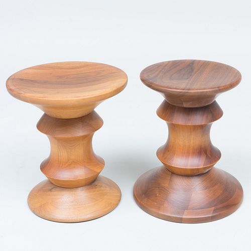 Pair of Eames Walnut 'Time Life' Stools