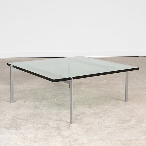 Poul Kjaerholm Chrome and Glass Coffee Table, for Fritz Hansen