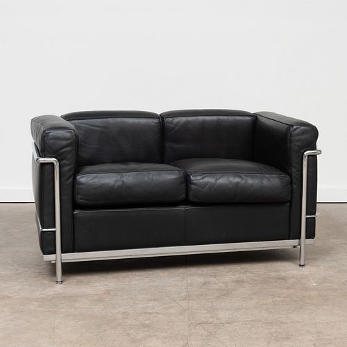 Le Corbusier Chrome and Leather 'LC2' Loveseat, for Cassina