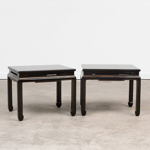 Two Chinese Black and Gilt Lacquered Side Tables