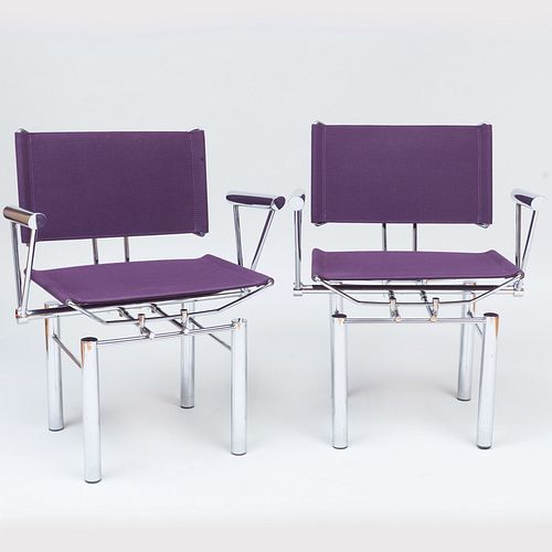 Pair of Hans Ullrich Bitsch Chrome and Canvas Armchairs
