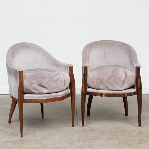 Two Emile-Jacques Ruhlmann Style 'Fuseau-Facettes' Type Desk Chairs
