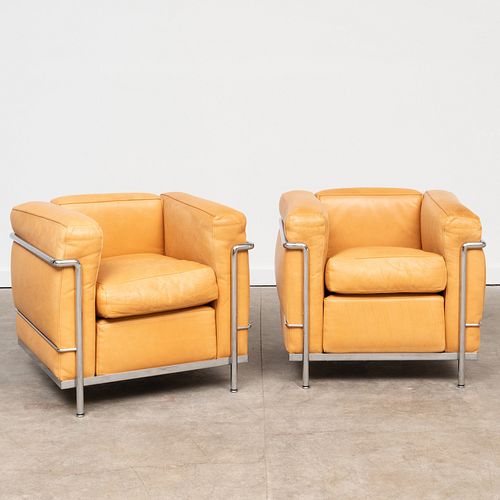 Le Corbusier Chrome and Leather 'LC2' Chairs, for Cassina