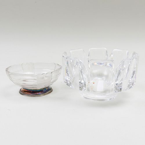 Orrefors 'Corona' Glass Bowl and a Silver-Mounted Val St. Lambert Glass Bowl