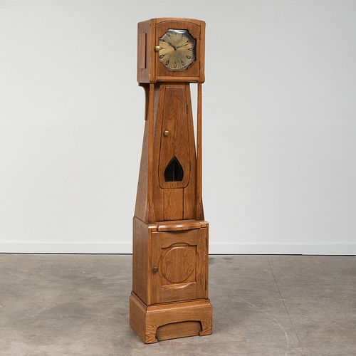 Richard Riemerschmid Oak and Copper Tall Case Clock