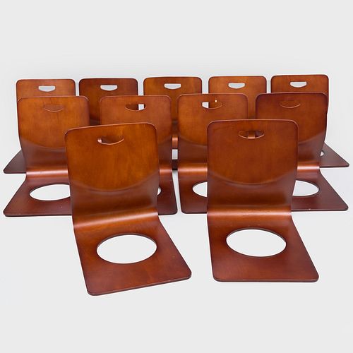 Set of Eleven Zaisu Bentwood Floor Chairs