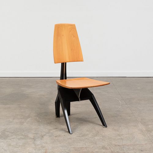 Ed Weinberger Brushed Metal and Pear Wood 'First' Chair