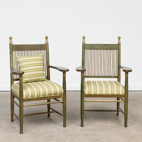 Pair of Carl Westman Stained Pine Arm Chairs