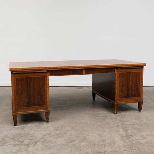 Carl Malmsten Inlaid Fruitwood and Burl Partners Desk