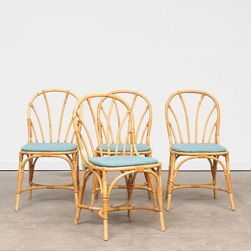 Set of Four Josef Frank Rattan Chairs