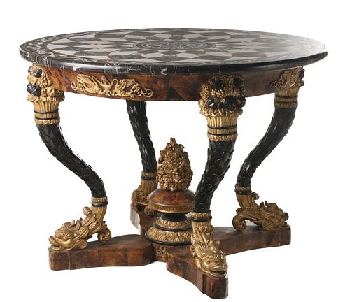 A LATE 20TH CENTURY EMPIRE STYLE FOYER CENTER TABLE