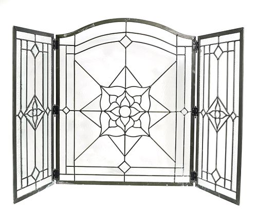 Leaded Glass Fireplace Surround, Floral