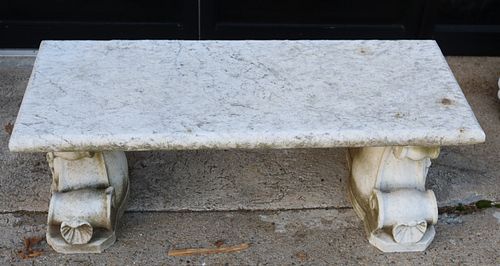 Antique Carved Marble Garden Bench.