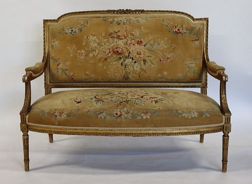 Antique Louis XV1 Style Carved And Giltwood