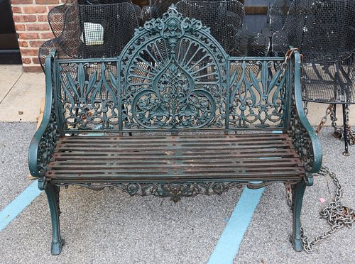 Fine Quality And Heavy Duty Patinated Iron Bench