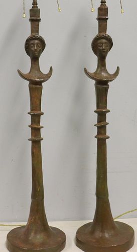 Vintage Pair Of Bronze Giacometti Style Table
