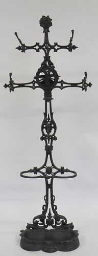 Antique Patinated Wrought Iron Hall Tree.