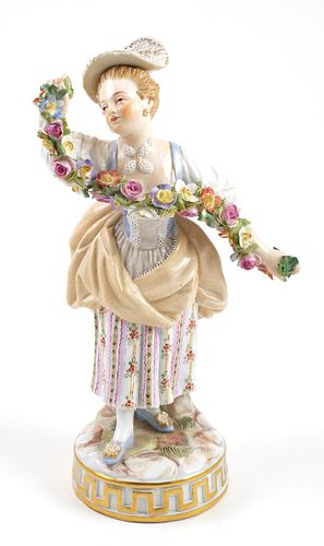 MEISSEN Figurine Girl w Garland