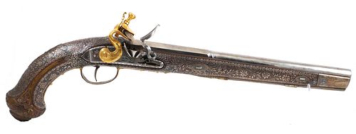 19C Inlaid Persian or Mughal Pistol Flintlock