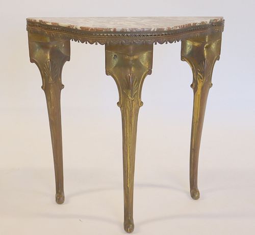 Bronze And Marbletop Demilune Console.