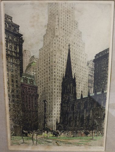 T.K. Hoerness Signed NYC Etching