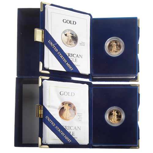 2- 1/4 Ounce Proof Gold American Eagles, 88 & 93
