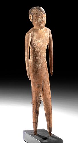 Egyptian Painted Gesso / Wood Striding Servant Figure