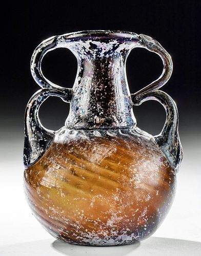 Fine Roman Glass Sprinkler Flask w/ Twin Handles