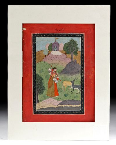 19th C. Mughal Miniature Painting - Regmala & Saadu