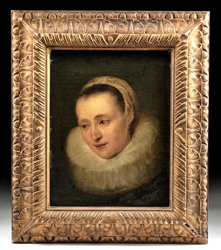 Framed 17th C. Flemish Portrait after Van Dyck