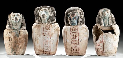 Set 4 Egyptian 26th Dynasty Canopic Jars Art Loss Cert