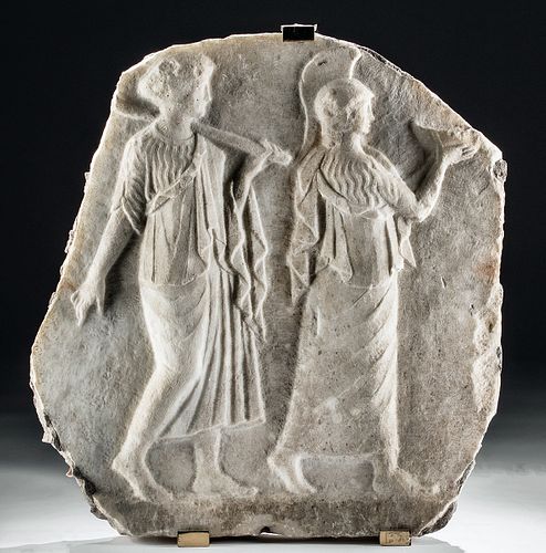 Roman Marble Relief of Minerva & Arachne, Art Loss Cert