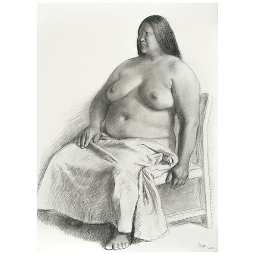 FRANCISCO ZÚÑIGA, Mujer sentada ("Seated Woman"), Signed and dated 1980, Crayon graphite pencil on paper, 27.5 x 19.6" (70 x 50 cm)