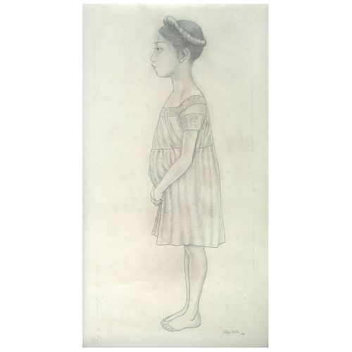 OLGA COSTA, Rosita de pie ("Rosita Standing Up"), Signed and dated 53, Graphite pencil on paper, 30 x 16.5" (76 x 42 cm)