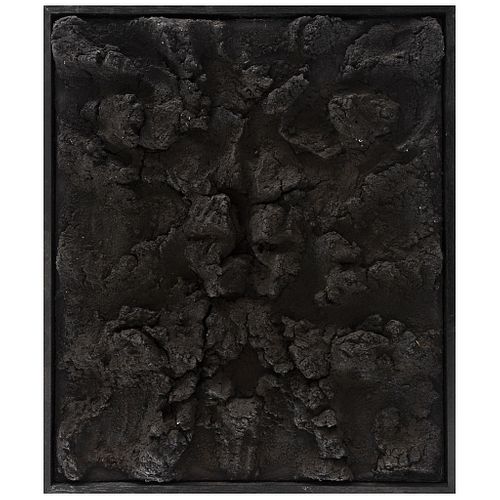 BEATRIZ ZAMORA, El negro #141 ("Black #141"), Signed and dated Junio-1980 on the back, Mixed technique on canvas, 23.6 x 19.6" (60 x 50 cm)