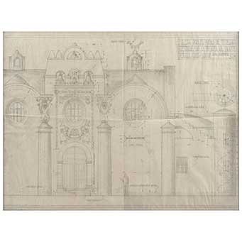 JUAN O'GORMAN, Project for the Church of the Town of Tetelpan, Unsigned, Graphite pencil on albanene paper, 29 x 38" (74 x 97 cm)
