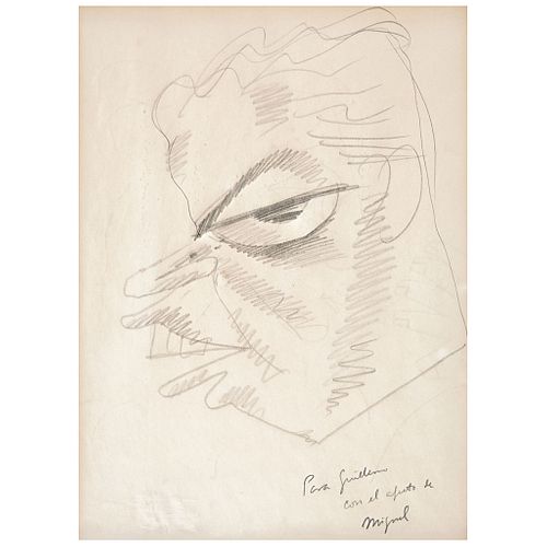 MIGUEL COVARRUBIAS, Self-Portrait, Signed Miguel, Graphite pencil/paper, 10.4x7.6" (26.5x19.5 cm), Letter of authenticity, RECOVERY PRICE