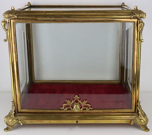 19th Century Display Case with Beveled Glass.