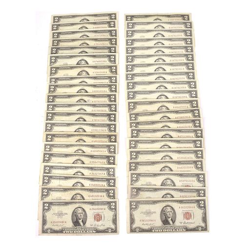 (40) US $2.00 Silver Certificates