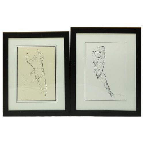 Two Ink Studies Male Nudes
