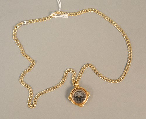 14K gold chain with two sided pendant compass bloodstone. chain lg. 18 1/2 in., total weight 23.6 grams.