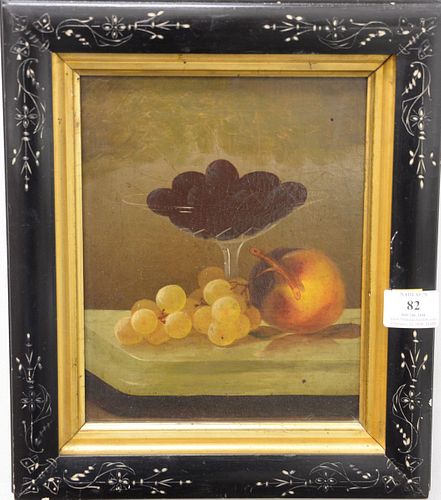 Still life of fruit and a glass compote, oil on canvas, 19th century or earlier. 10" x 8". Provenance: The Estate of Ed Brenner, Short Hills N.J.