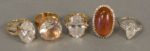 Five 14K gold rings with stones. total weight 44.2 grams.